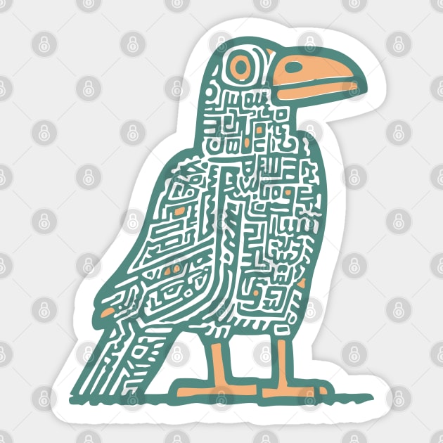 Cyber Crow Totem - Futuristic Tribal Raven Art Sticker by TuncGK
